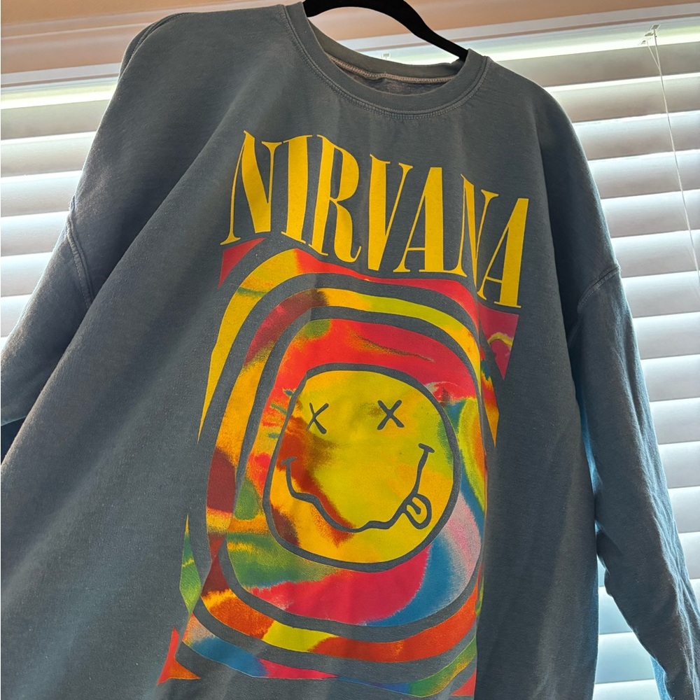 Urban Outfitters Nirvana Blue Multicolor Sweatshirt